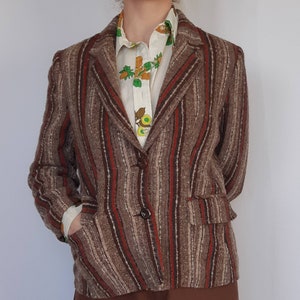 70's Brown and Yellow Striped Blazer by Russ