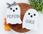 Personalized Wooden Ghosts, Wood Ghost With Names, Personalized Halloween Decor, Ghost Wood Cut Out, Family Ghosts, Boo Crew Decor