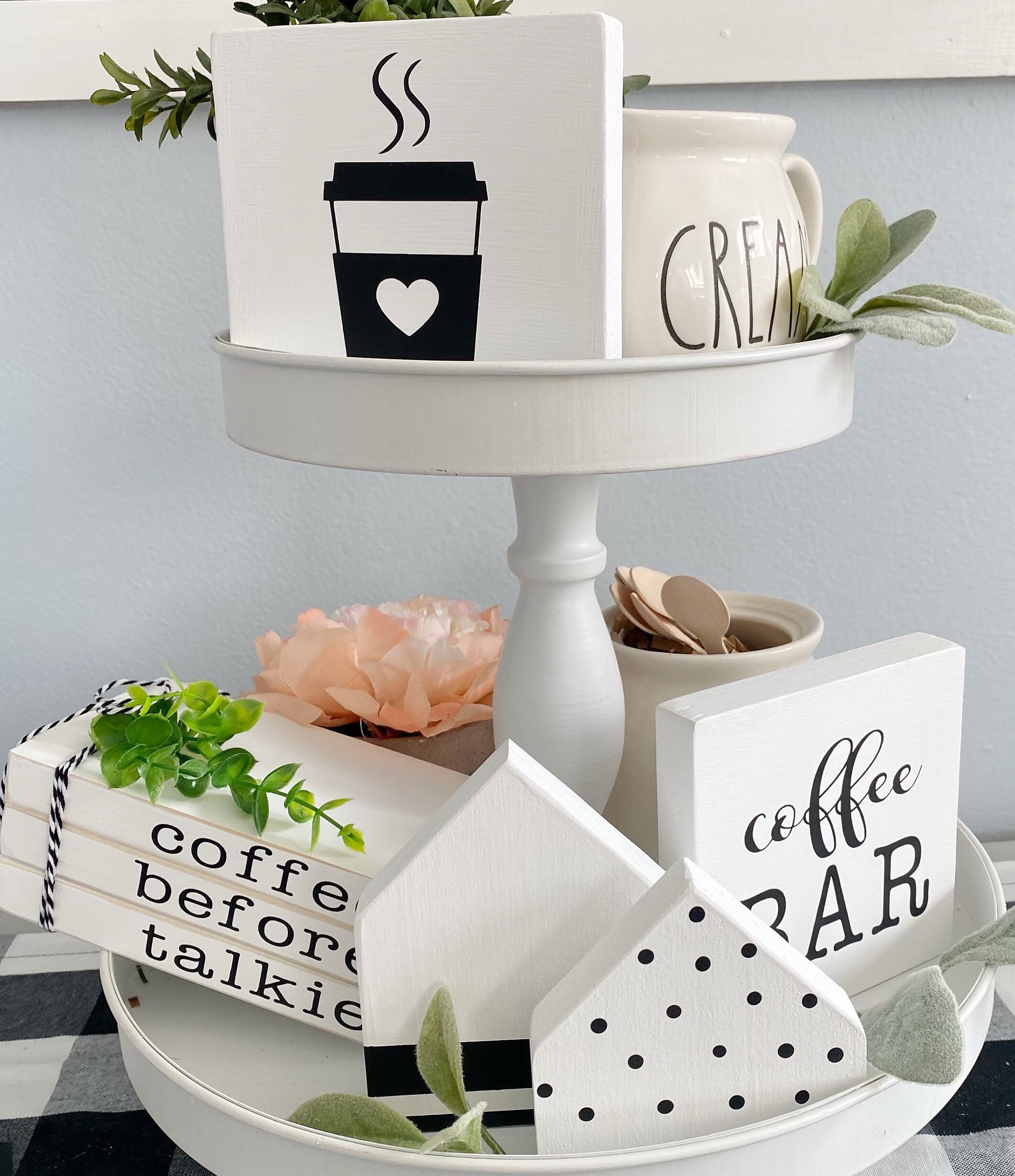 Complete Tiered Tray Set Coffee Tiered Tray Set Home Decor Etsy