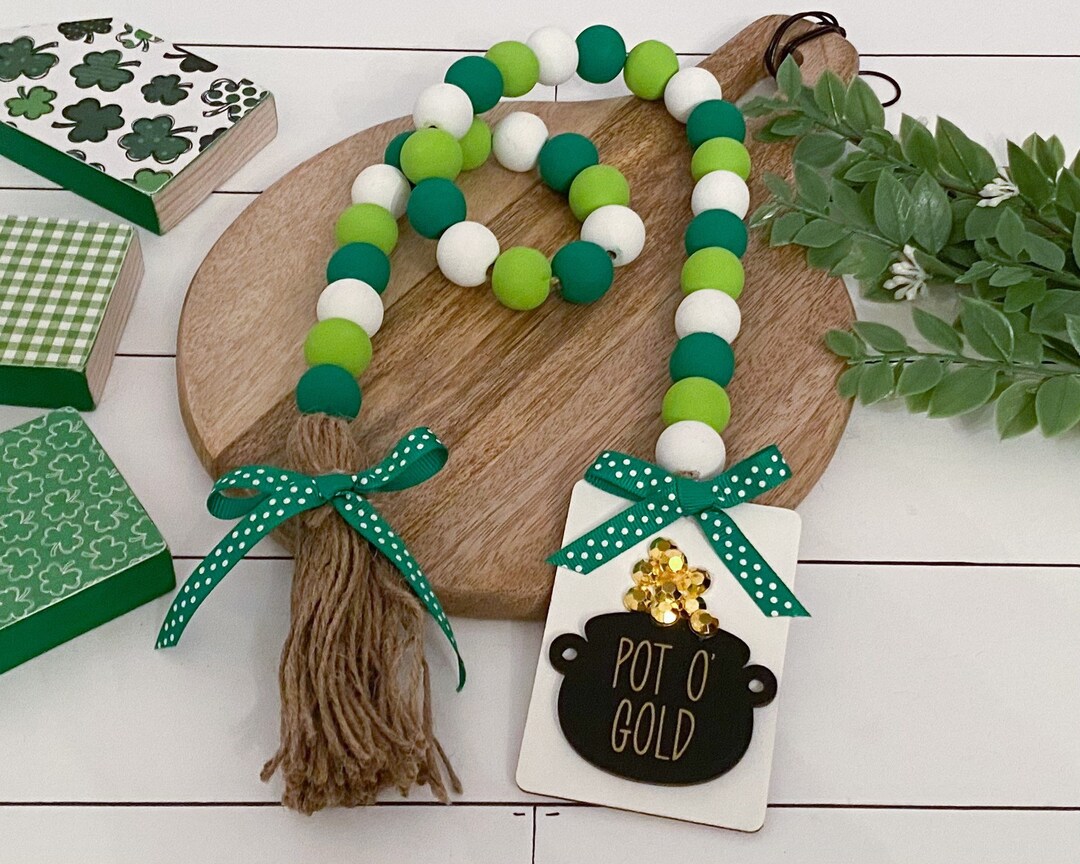 St Patrick's Day Decor Set - 12 Piece Tiered Tray Decorations With Gnome, Signs & Lucky Dice