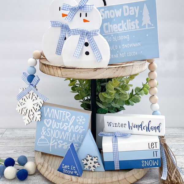 Winter Tiered Tray Decor Bundle Etsy