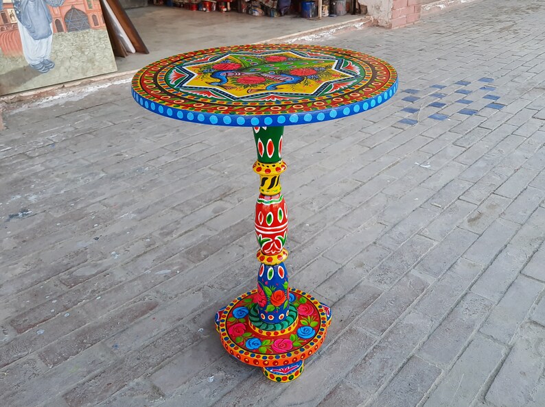 Pakistani Truck Art Style Decor. Round Coffee Table Etsy