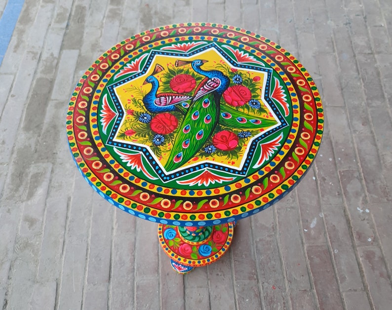 Pakistani Truck Art Style Decor. Round Coffee Table Etsy