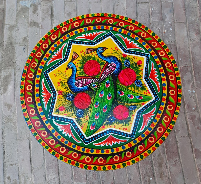 Pakistani Truck Art Style Decor. Round Coffee Table Etsy