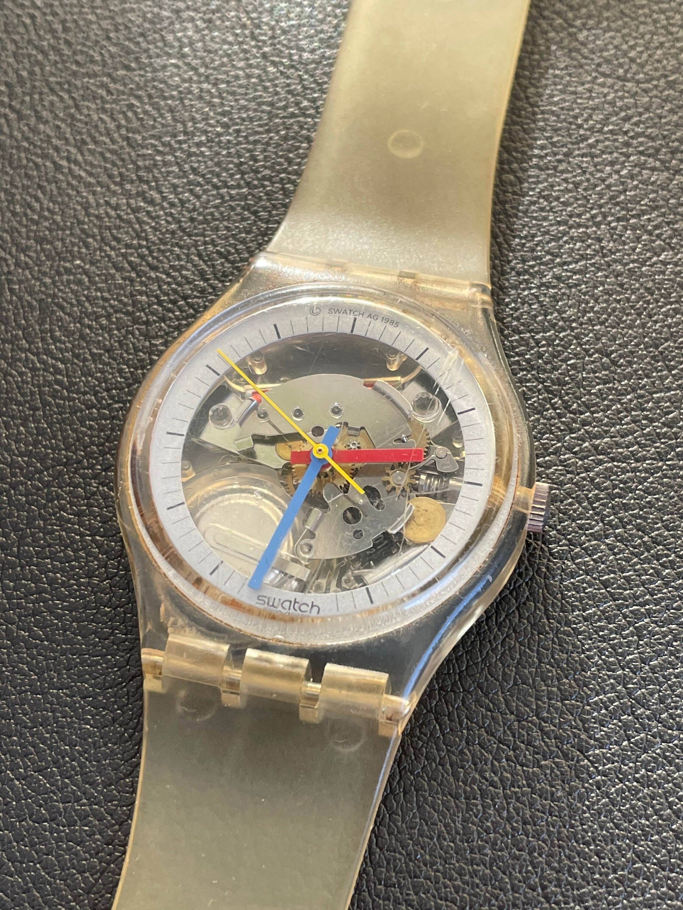 Vintage Working 1985 Swatch Watch Jelly Fish Clear GK100RE