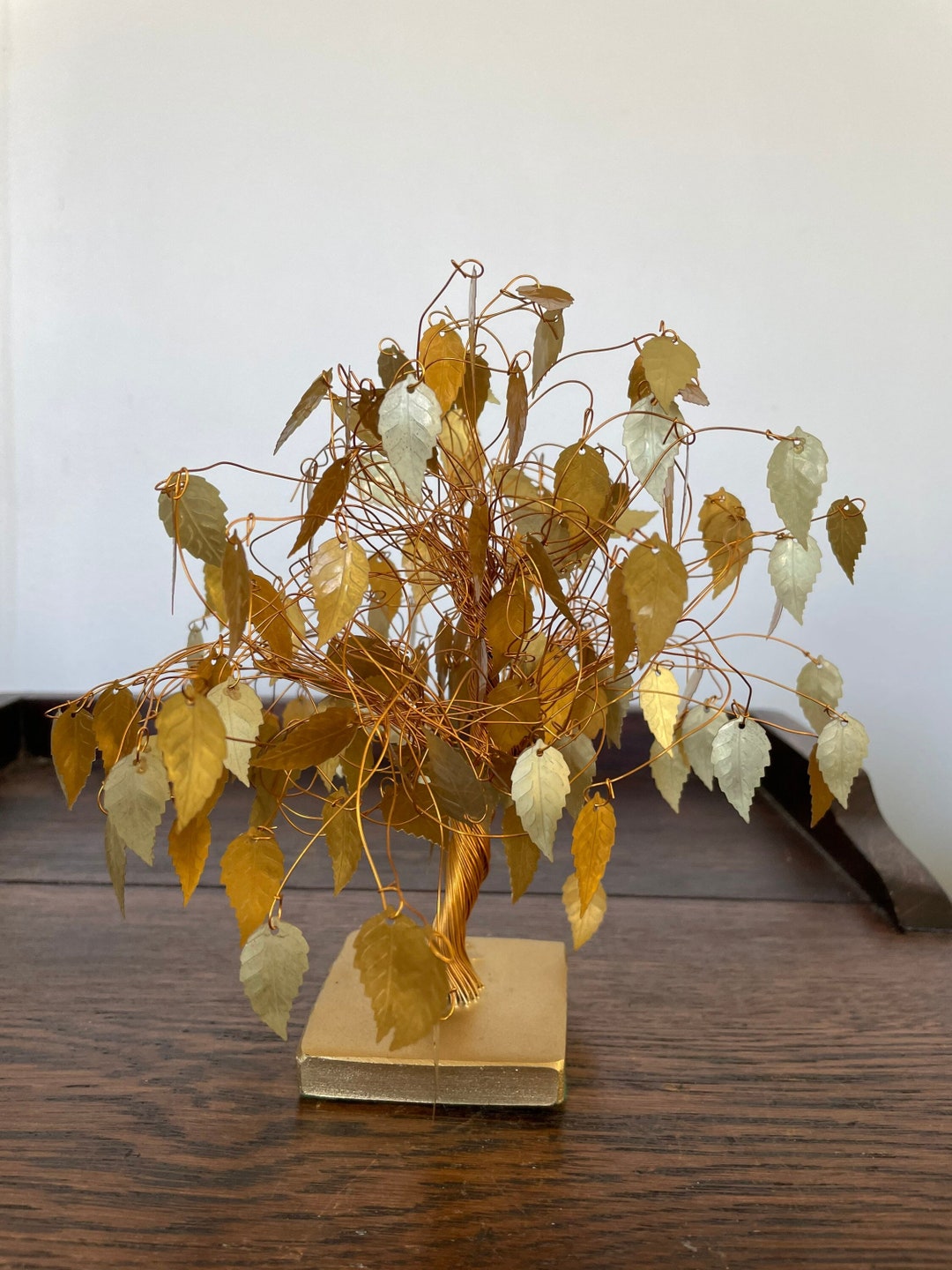 Vintage MCM Gold Leaf Dream Tree Twisted Wire Trunk JE Tramel Etsy