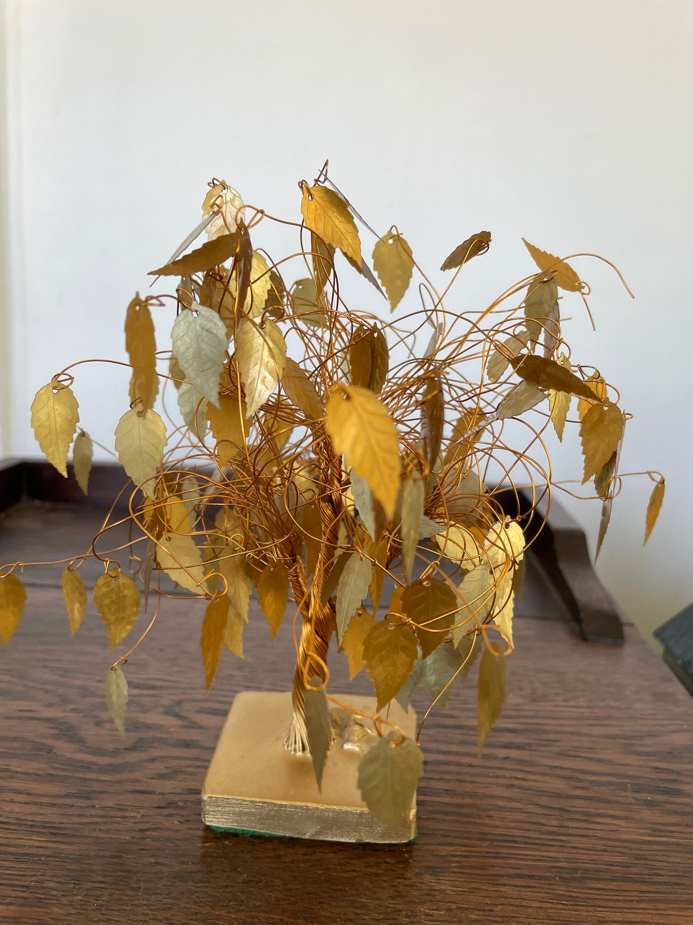 Vintage MCM Gold Leaf Dream Tree Twisted Wire Trunk JE Tramel Etsy