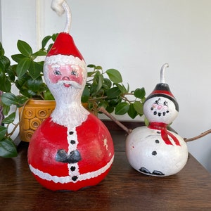 Hand Painted Dipper Gourd nosy Santa Gnome Decoration.