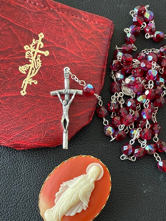 Vintage Red Rosary Pope John Paul II Catholic Collectibles Art ...