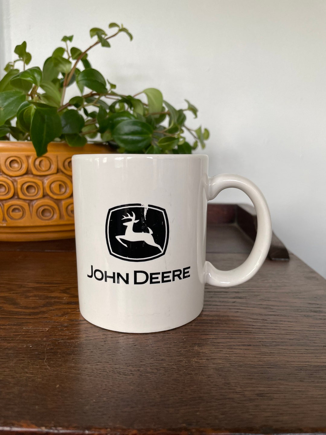 Vintage John Deere Coffee Cup Mug Black and White Logo Etsy