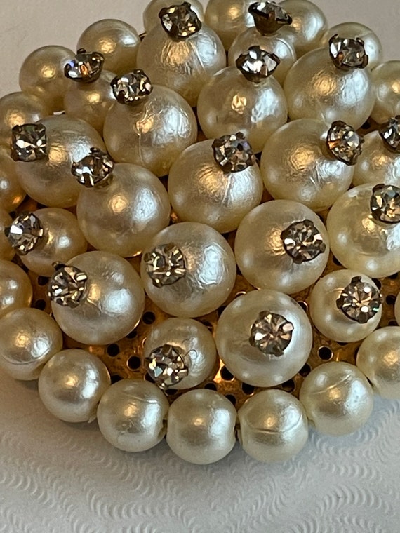 Vintage Stunning Faux Pearl Crystals Rhinestones … - image 2