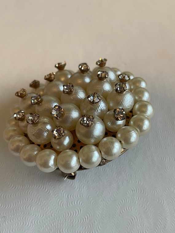 Vintage Stunning Faux Pearl Crystals Rhinestones … - image 4