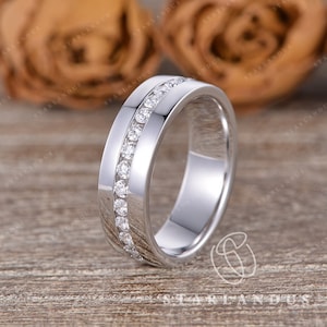 0.5ct Wedding Band Men Channel Set Diamond Wedding Band Mens Minimalist Ring 6mm Wedding Band Solid 14K Gold Ring Moissanite Wedding Band