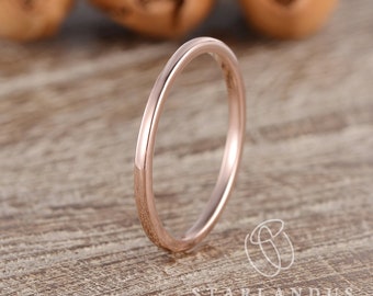 Minimalist Rose Gold Stacking Band Rose Gold Wedding Band Women Plain Simple Ring Stackable Thin Free Engraving Dainty Band Promise Ring