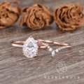 1ct to 3ct Pear Shaped Moissanite Bridal Set 2pcs Rose Gold Engagement Ring Colorless Moissanite Minimalist Wedding Ring Unique Gift