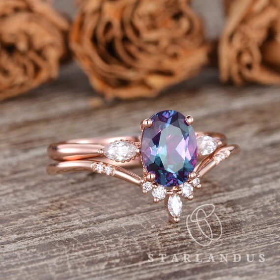Lab alexandrite engagement ring deals