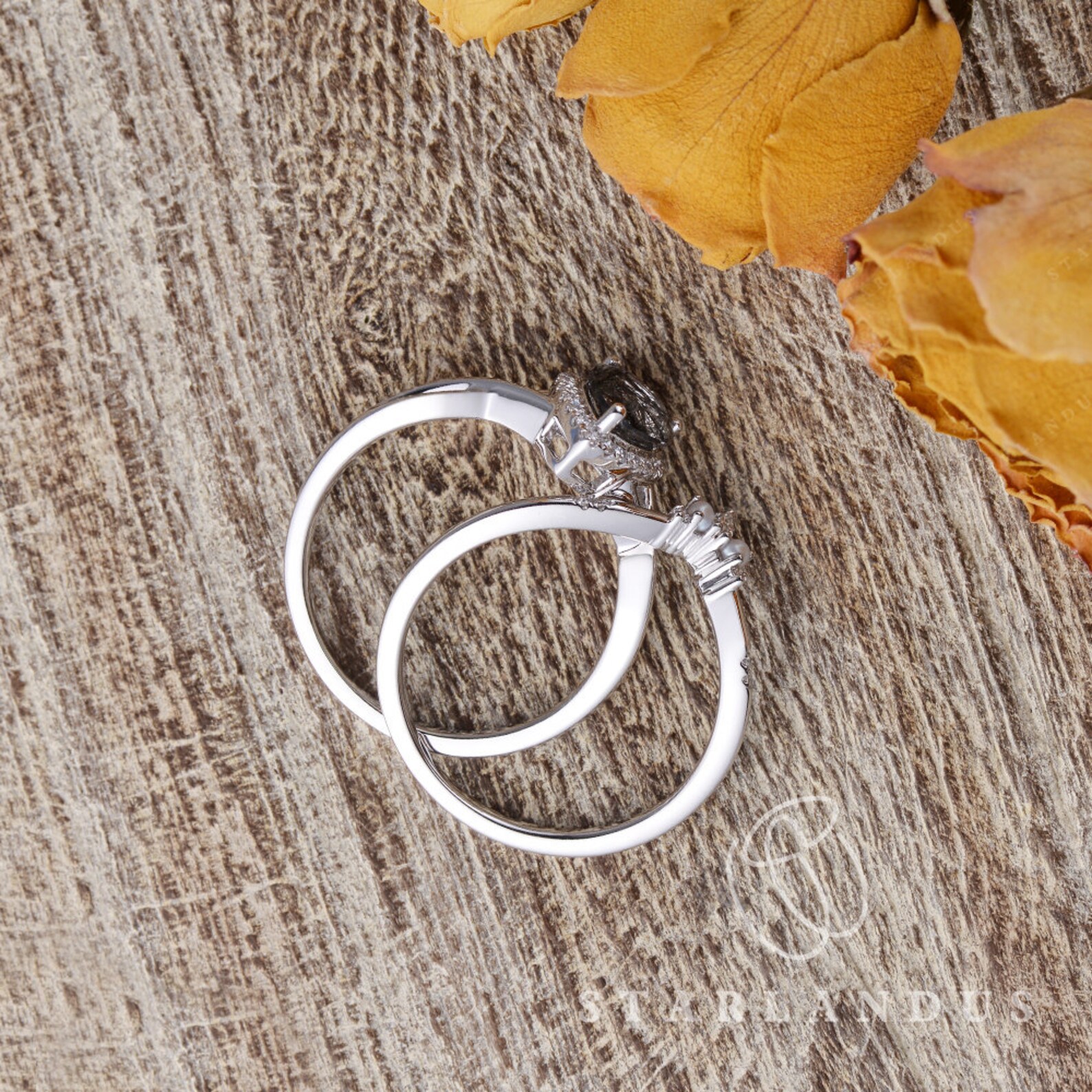 Salt and Pepper Quartz Ring 1ct Pear Black Rutilated Quartz Etsy