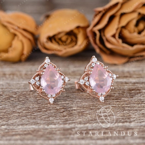 Pear shaped rose gold earrings on sale