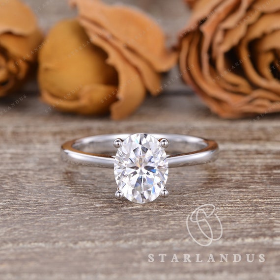 Unique Hidden Halo Engagement Ring Flower Setting Paved Petal Ring  Rose Gold Wedding Ring Solitaire Promise Minimalist Oval Moissanite