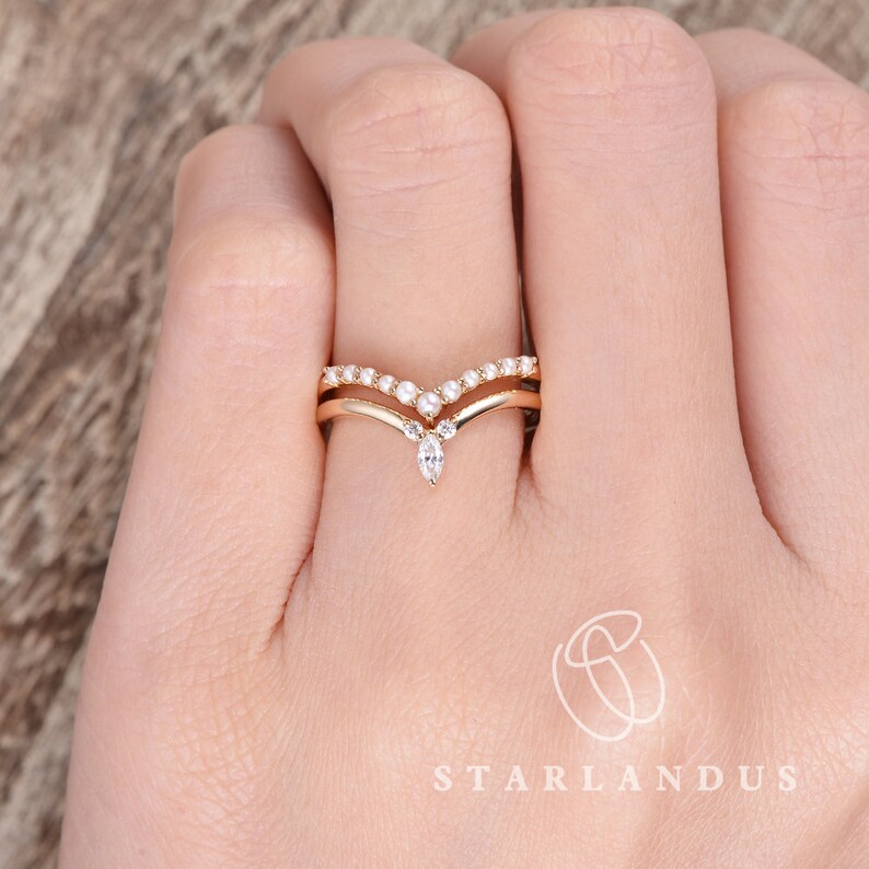 Unique Custom Curved Wedding Band Set 2pcs Custom Gold - Etsy
