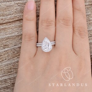 Size Choice Yellow Gold Bridal Set 2pcs Pear Shaped Moissanite ...