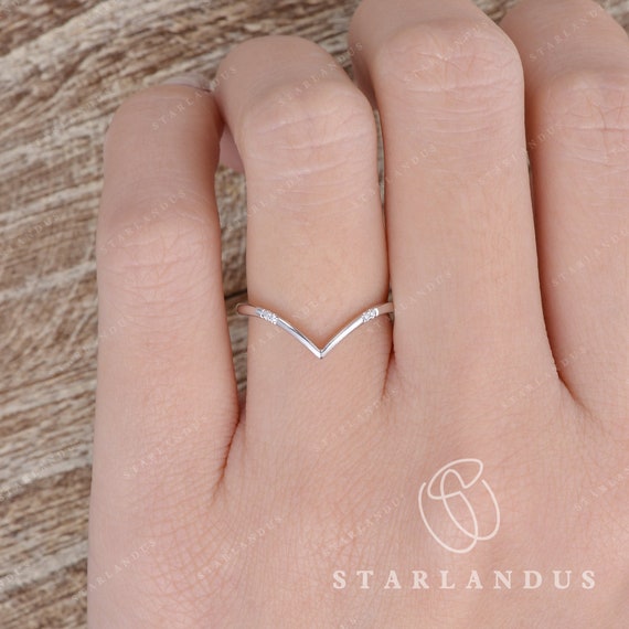 Mini White Gold Wedding Band Women Custom Fit Solid 14K Gold