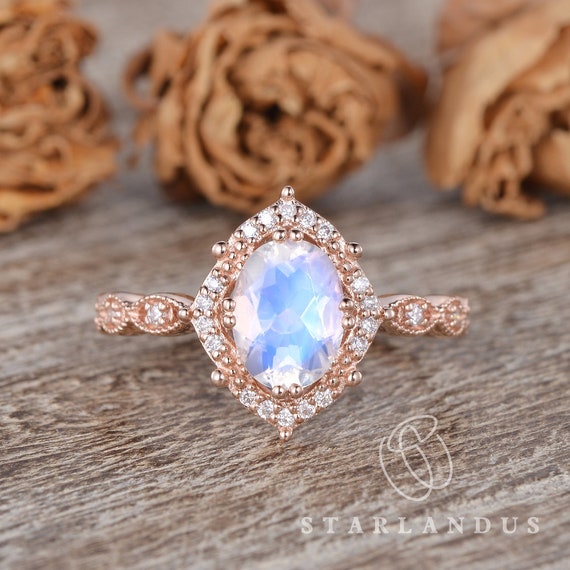Antique moonstone engagement on sale ring