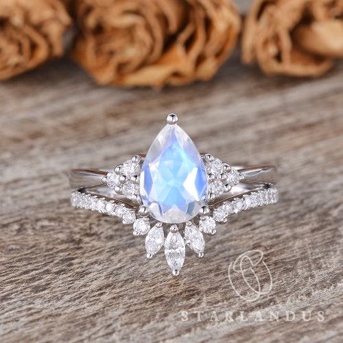 Layaway for P Pear Moonstone Ring set 2pcs US 4 shops
