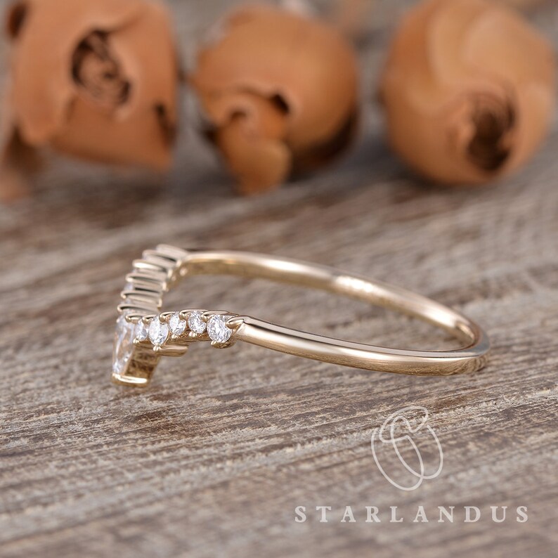 Custom Pear Shaped Diamond Wedding Band Moissanite Ring Guard Etsy