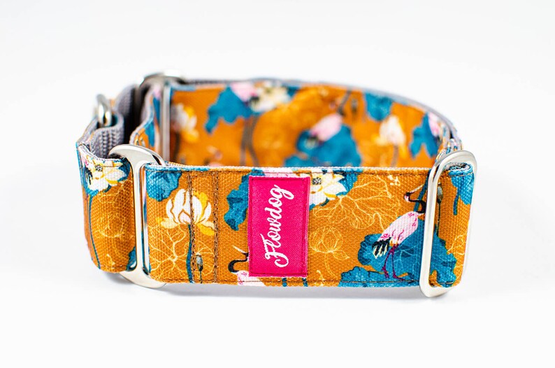 Japanese dog collar Japanese Garden Martingale Dog Collar Adjustable dog collar Orange dog collar