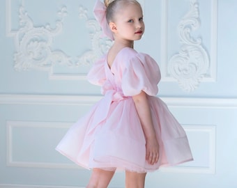 Tutu Puffy Birthday Dress, Wedding Flower Girl Dress, Prom Special Occasion Princess Baby Dress pink toddler dress - organza chiffon dress