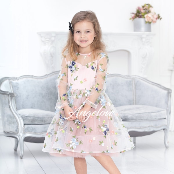 Blush Flower Girl Dress, Girls special occasion dress