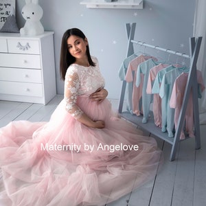 Maternity Dress for Photo Shoot - Blush Maternity Robe -Baby shower