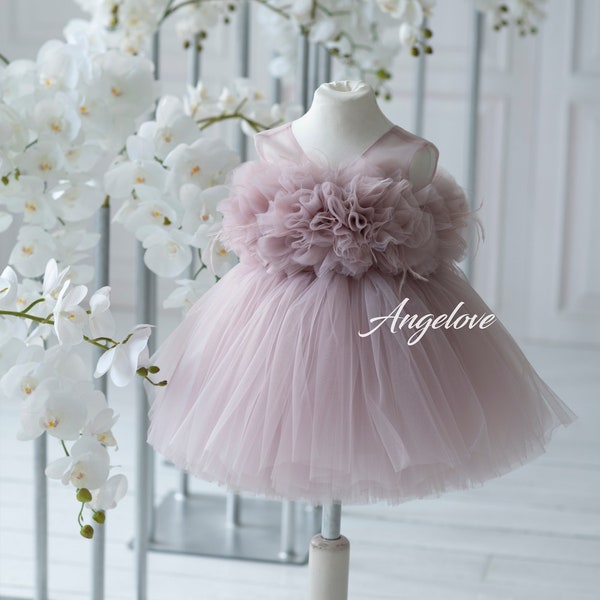 Birthday Dress, Pageant Tutu Outfit Babygirl, Special Occasion Prom Baby Gown, Princess Party  Tulle Skirt First Birthday