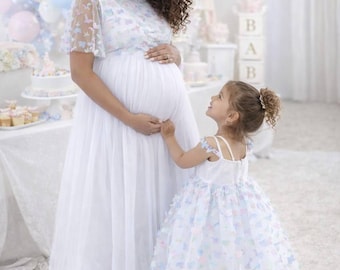 Maternity Matching Dress for Photo Shoot baby shower white - any color