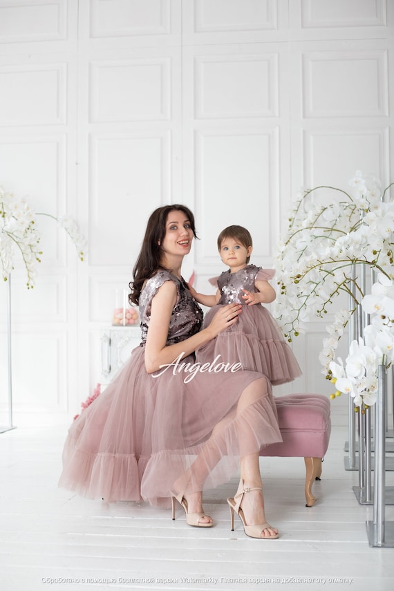 birthday combo dress Daughter Party Matching Mommy And Baby Dresses Mommy And Me Outfits Sequins Blush All clothing is made outlet-sale 18th birthday outfit ideas Size:Customize