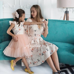 Matching Mommy and Me Outfits - Mother Daughter Dress - Backless peach dress