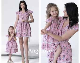 Matching Mommy and Mе Dress - summer family outfit - Mother and Daughter -  Sundress Matching Outfits - lase