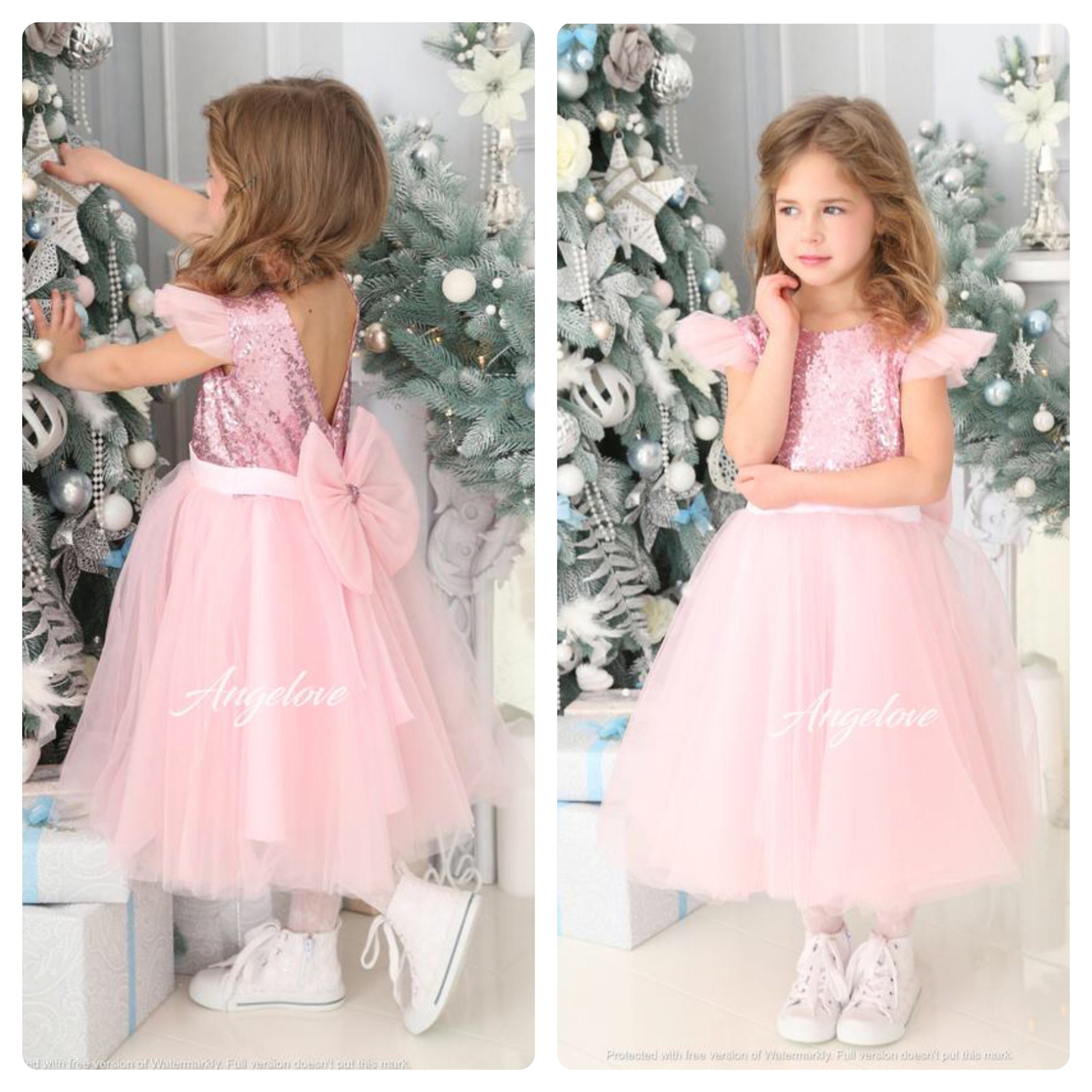 Pink Blush Party Baby Girls Dress Gold Pink Dusty Rose Etsy