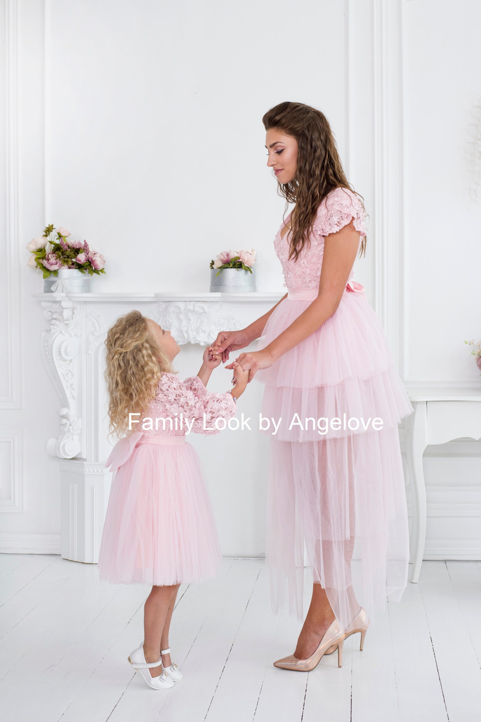 Mommy and Me Matching Outfits Dress Light Pink 3D Lace - Etsy