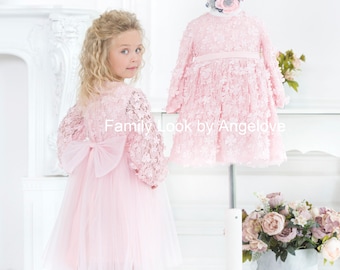 Tulle  Dress Toddler Babygirl -Blush Pink Girl Dress -  Flower Girl First Birthday Party Outfits