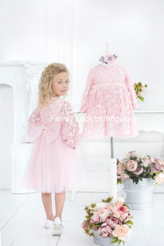 Tulle Dress Toddler Babygirl -Blush Pink Girl Dress - Flower Girl First Birthday Party Outfits