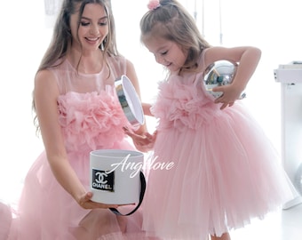 Mommy and me dress blush pink, Matching Mother daughter birthday party outfits