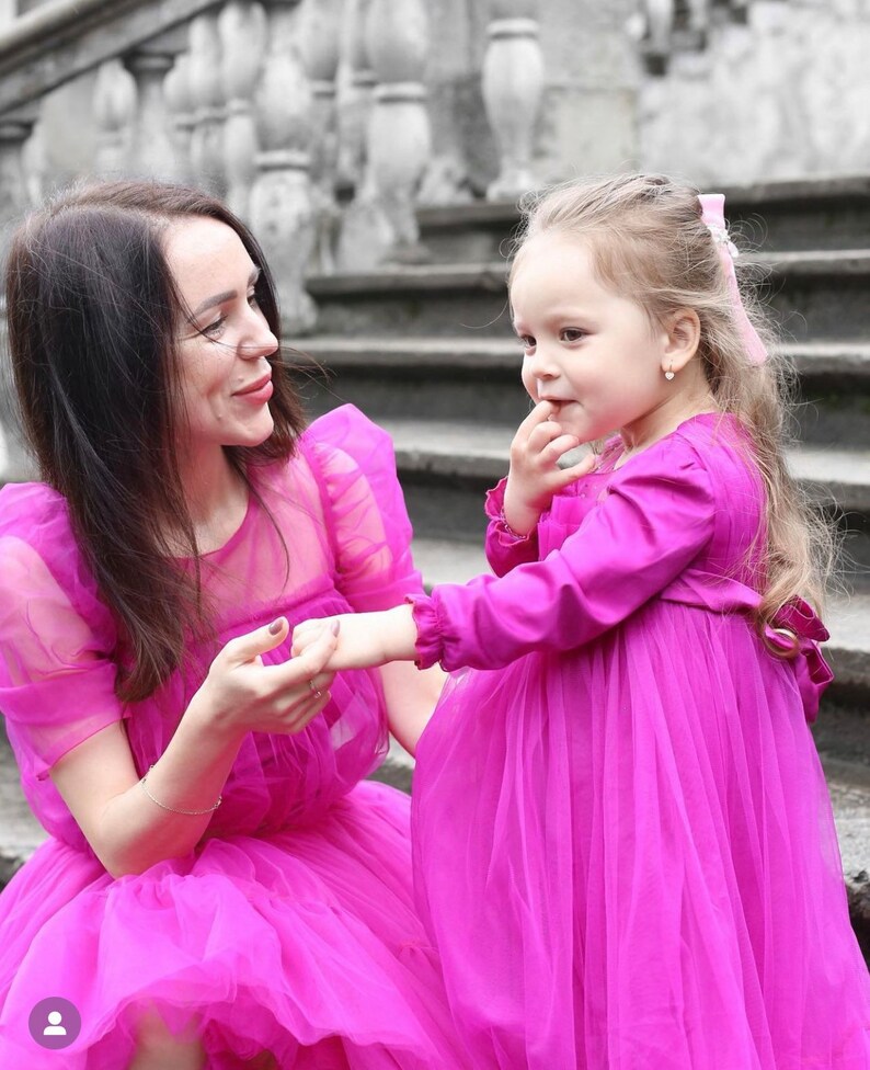 Mommy and Me Outfits Hot Pink Mother Daughter Matching Dress - Etsy