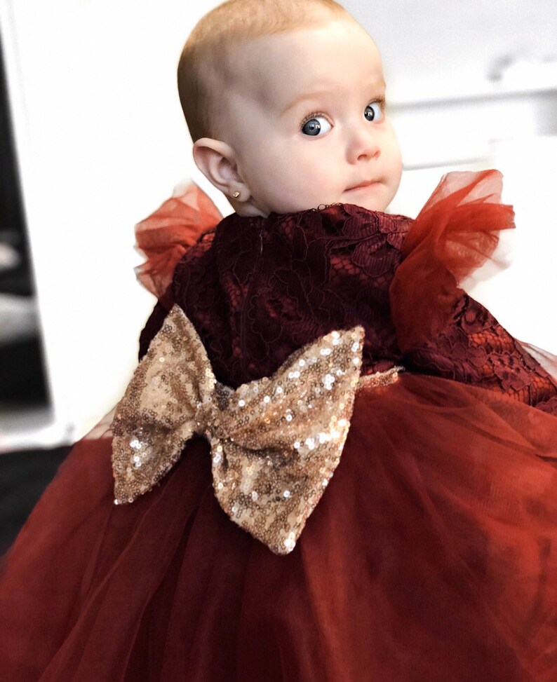 Baby Loren Girls Red Christmas Toile Morning Gown Dress main image 1