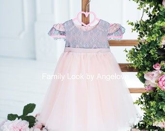 Todler dress blush - Birthday dress - Lace