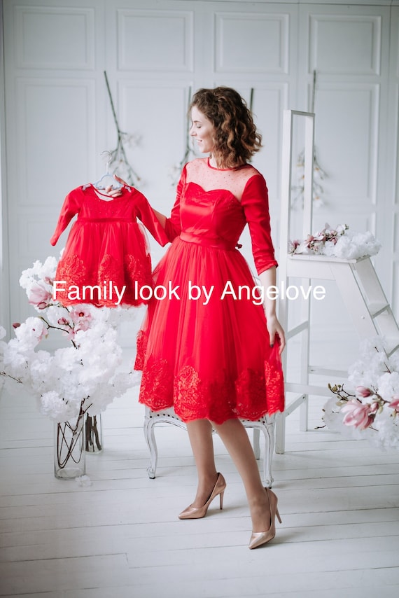 Girl's Dress Red Lace Christmas Party Dress | Etsy