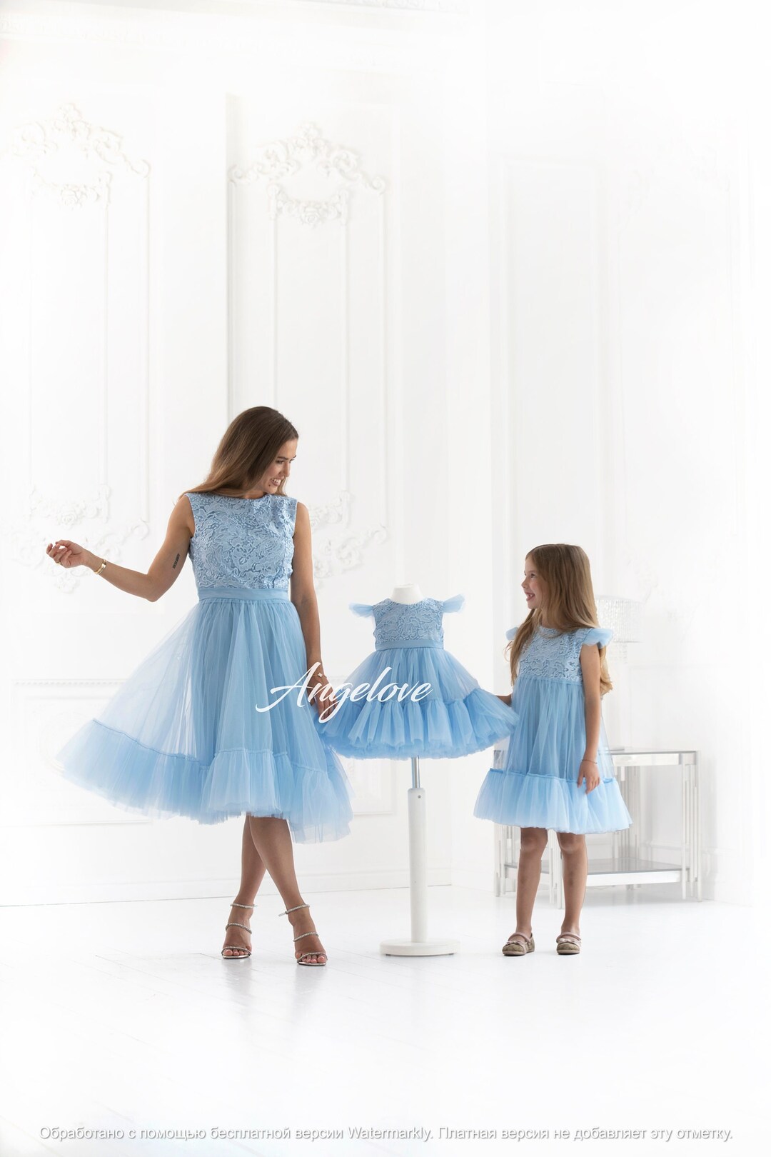 Matching Mother and Daughter, Blue Mommy and Me Dress, Outfits First ...