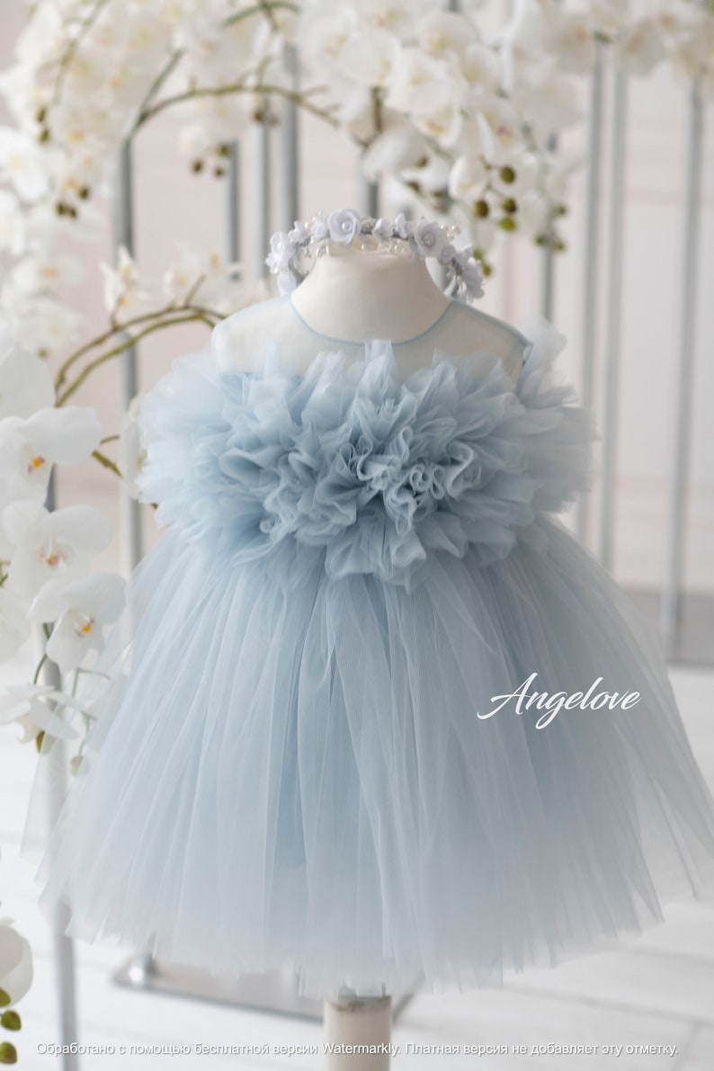 Luxury baby girl dress in blush pink, tulle skirt and textured bodice, flower girl dress, first birthday outfit