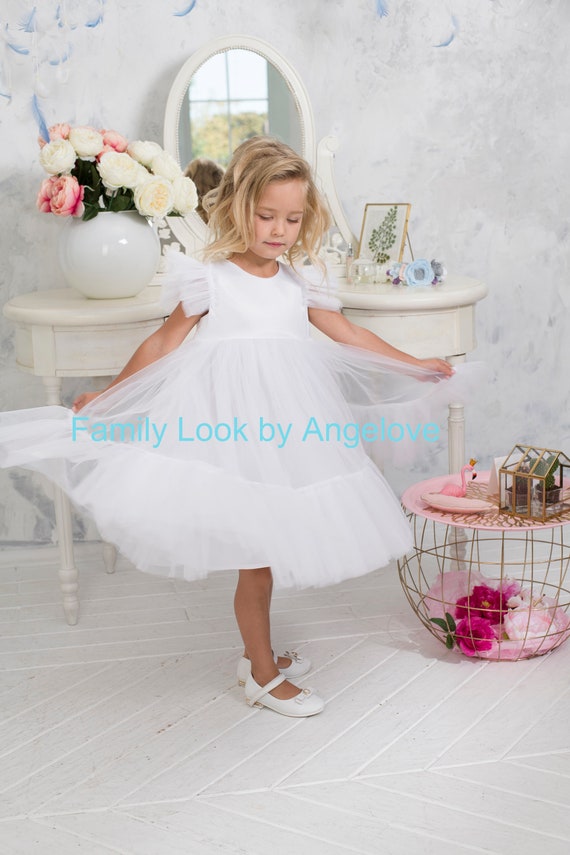 Flower Girl Dress White Girl Communion Baptists Snowflake Etsy